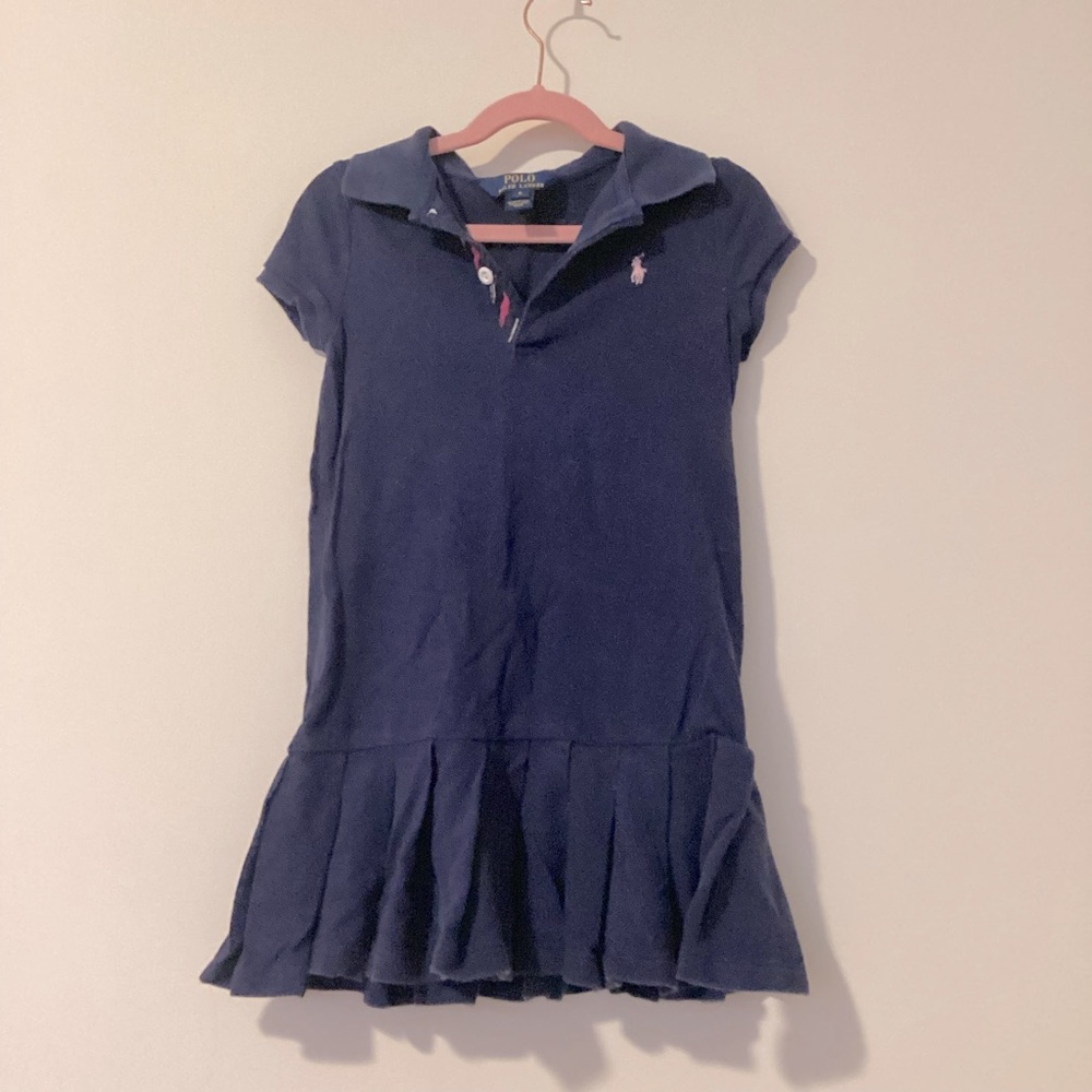Blue polo dress with bottom pleats